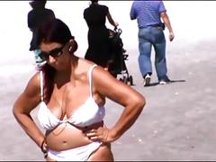 Spy Beach Mature with hard nipple Moms